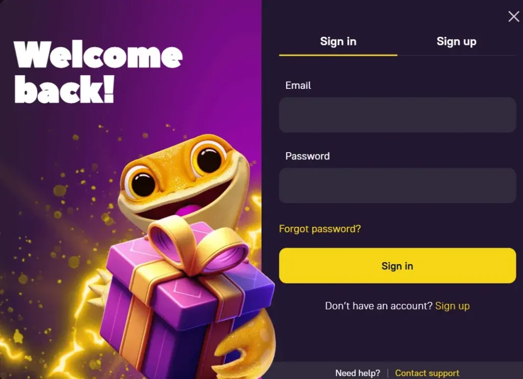 Zoome Login Window for Kiwi Players