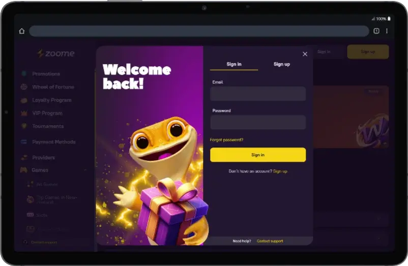 Zoome Casino Login from App