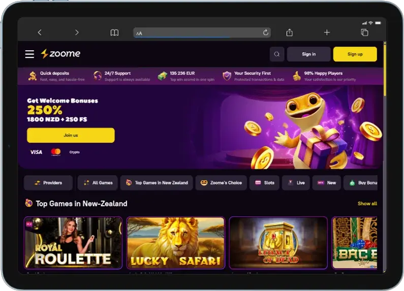 Zoome Casino App for Tablets